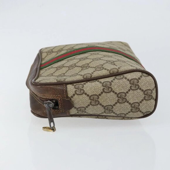 GUCCI GG Supreme Web Sherry Line Clutch Bag PVC Beige 63 014 3553 Auth am9488 - Picture 8 of 16
